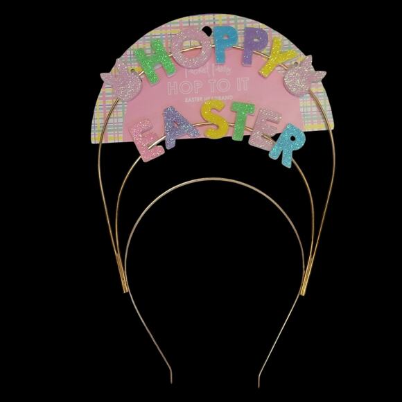 Hoppy Easter Headband Pastel Gold Bunny‎ Rabbit Holiday Spring Girls Women Hair - Picture 1 of 5